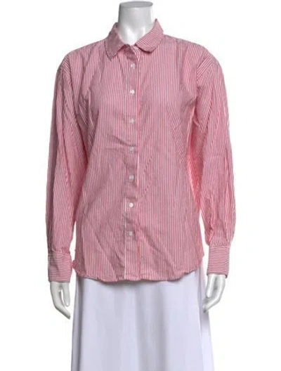 Pre-owned Julia Amory Striped Long Sleeve Button-up Top In Pink