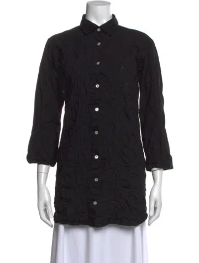 Pre-owned Julia Amory Three-quarter Sleeve Button-up Top In Black