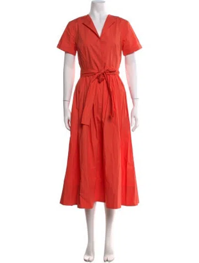 Pre-owned Julia Amory V-neck Midi Length Dress In Orange