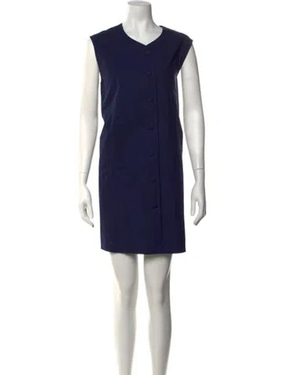 Pre-owned Julia Amory V-neck Mini Dress In Blue