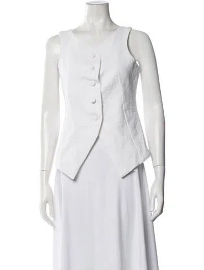 Pre-owned Julia Amory V-neck Sleeveless Button-up Top W/ Tags In White