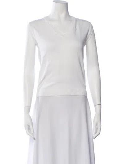 Pre-owned Julia Amory V-neck Sweater In White
