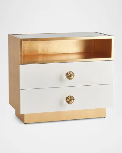 Julia Buckingham For Global Views London 2-drawer Nightstand In White, Gold