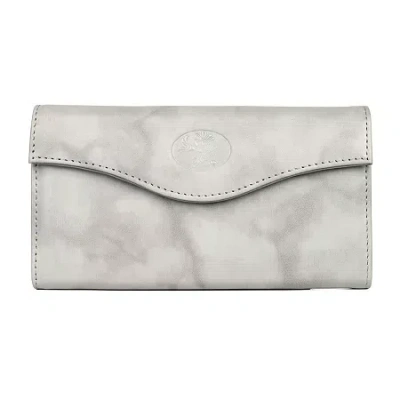 Julia Buxton Heiress Leather Organizer Womens Rfid Blocking Checkbook Wallet In Gray