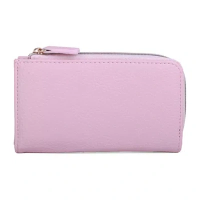 Julia Buxton L Zip Snap Wallet Womens Rfid Blocking Zip Around Wallet In Pink