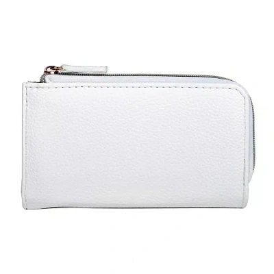 Julia Buxton L Zip Snap Wallet Womens Rfid Blocking Zip Around Wallet In White