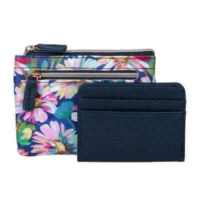 Julia Buxton Large Id Coin Card Case Womens Rfid Blocking Wallet In Blue