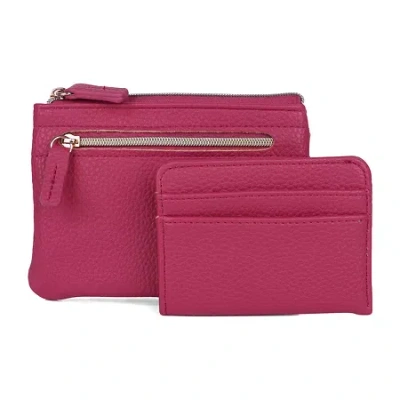 Julia Buxton Large Id Coin Case Womens Rfid Blocking Wallet In Pink