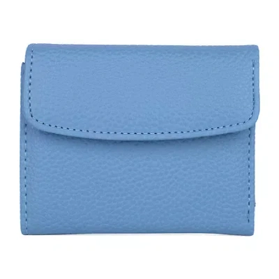 Julia Buxton Mini Womens Rfid Blocking Trifold Wallet In Blue