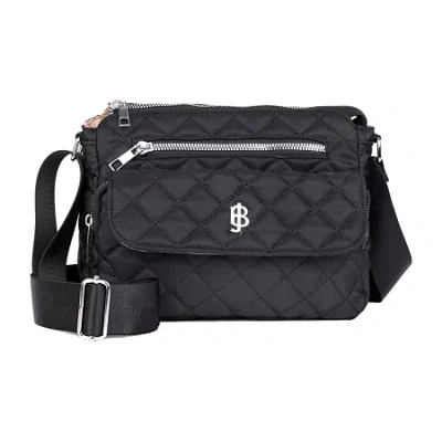 Julia Buxton Nylon Organizer Crossbody Messenger Bag In Black