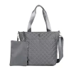 Julia Buxton Nylon Quilted Organizer Adjustable Straps Womens Tote In Gray