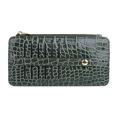 Julia Buxton Thin Womens Indexer Wallet In Green