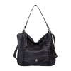 Julia Buxton Whip Stitch Hobo Adjustable Straps Womens Tote In Black