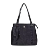 Julia Buxton Whip Stitch Organizer Adjustable Straps Womens Tote In Black