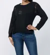 Julia By Lovej Long Sleeve Crew Neck Distressed Sweater In Black