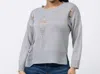 Julia By Lovej Long Sleeve Crew Neck Distressed Sweater In Heather Grey