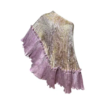 Julia Clancey Pink / Purple / Silver Golden Brocade Lilac Lady Mini Bianca Dress In Pink/purple/silver