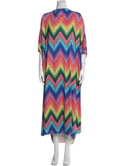 Pre-owned Julia Clancey Printed Long Dress In Multicolor