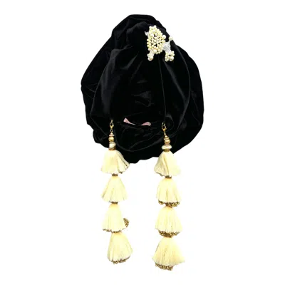 Julia Clancey Women's Black & Pearl Poodle Ivory Dorado Turban