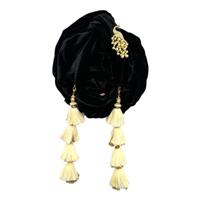 Julia Clancey Women's Black Jet & Gold Peacock Dorado Turban