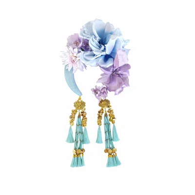 Julia Clancey Women's Bloom Band — Sky Blue Peony & Lavender Bloom Headband In Multi