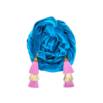Julia Clancey Women's Blue Azure Lilac Swinglette Velour Turban