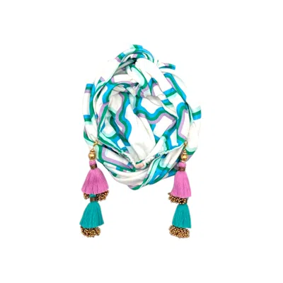 Julia Clancey Women's Blue Azure Link Organic Didi Dorado Reversible Turban