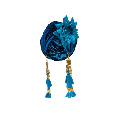 Julia Clancey Women's Blue Cha Cha Cha Boom Teal Dream Velour Turban