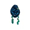 Julia Clancey Women's Blue Dragon Fly Teal Velour Chacha Turban In Blue