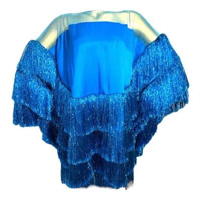 Julia Clancey Women's Blue Luxe Backless Turquiose Frou Dress