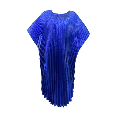 Julia Clancey Women's Blue Madam Electric Pleated Lurex Kaftan