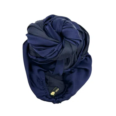 Julia Clancey Women's Blue Navy Rosette Silk Turban In Gray