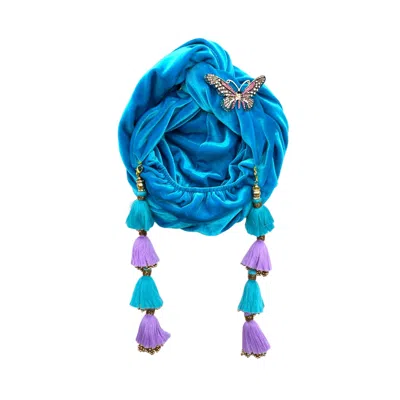Julia Clancey Women's Blue / Pink / Purple Azure Butterfly Dorado Turban