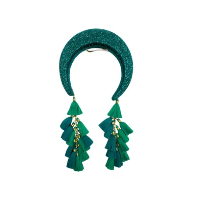 Julia Clancey Women's Blue Teal Sparkles Lurex Chacha Halo Band