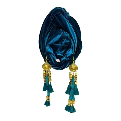 Julia Clancey Women's Blue Teal Velour Dream Turban