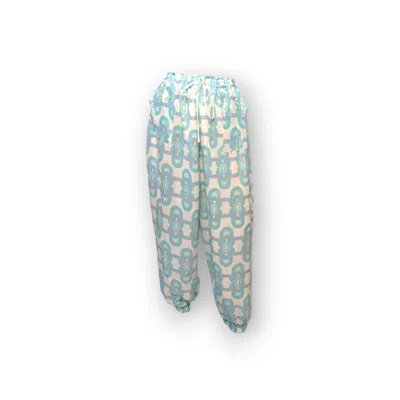 Julia Clancey Women's Blue Unisex Olympia White Teal Sequin Joggers