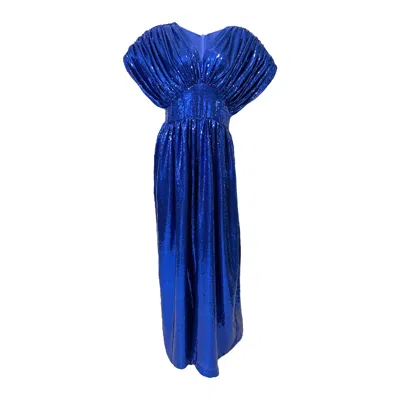 Julia Clancey Women's Blue Zowie Electric Palazzo Sequin Jumpsuit