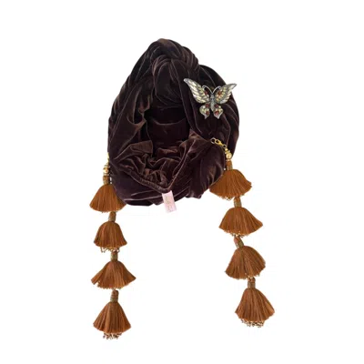 Julia Clancey Women's Brown Butterfly Chocolate Chacha Velour  Turban