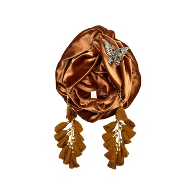 Julia Clancey Women's Brown Butterfly Cocoa Chacha Velour Turban