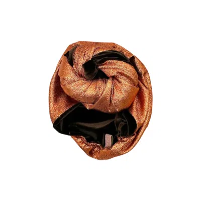 Julia Clancey Women's Brown Chocolat Snazzy Reversible Turbante In Gold