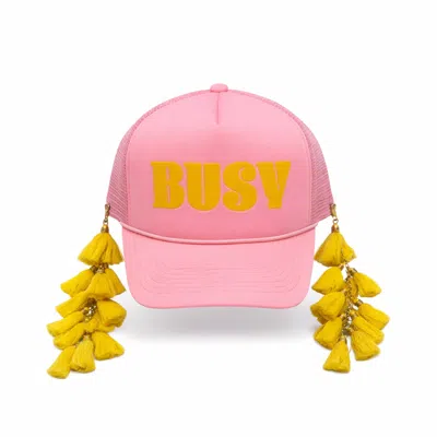 Julia Clancey Women's Busy Candy Pink Tasseltastic Tassel Trucker Cap