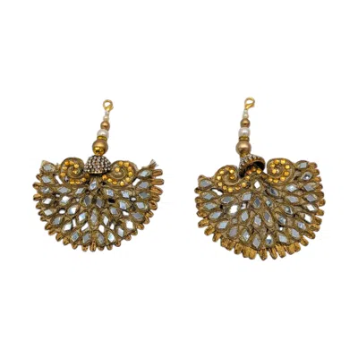 Julia Clancey Women's Dark Golden Mirror Peacock Tassels