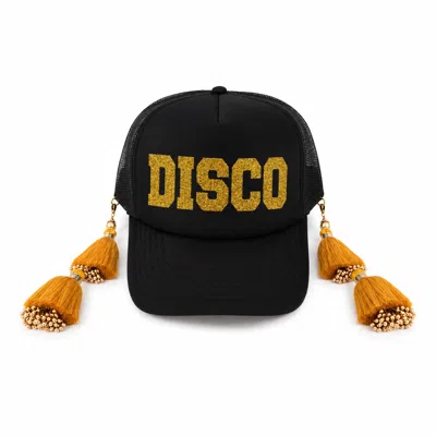Julia Clancey Women's Disco Black Glitter Tassel Trucker Cap