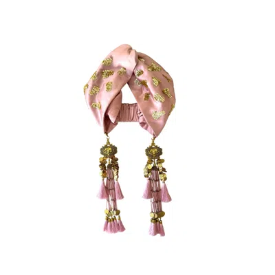 Julia Clancey Women's Dusky Pink Leopard Silk Luxe Twist Headband In Brown