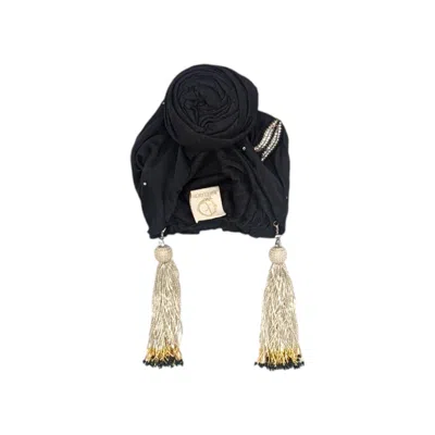 Julia Clancey Women's Edith Dragonfly Black Silk Luxe Turban