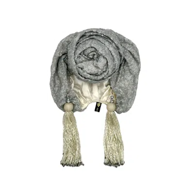 Julia Clancey Women's Edith Glitz Luxe Reversible Silver Turban In Gray