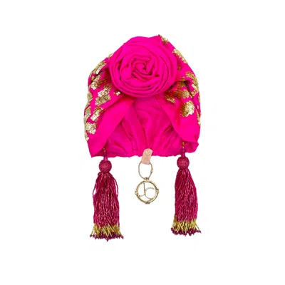 Julia Clancey Women's Edith Pink  Luxe Leopard Sequin Turban