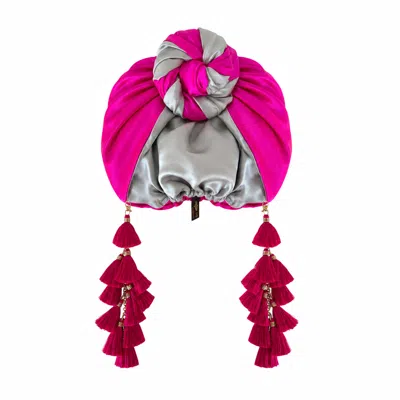 Julia Clancey Women's Edith Silk Pink Chacha Reversible Turban