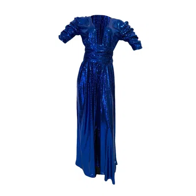 Julia Clancey Women's Electric Blue Olivia Sequin Palazzo Jumpsuit