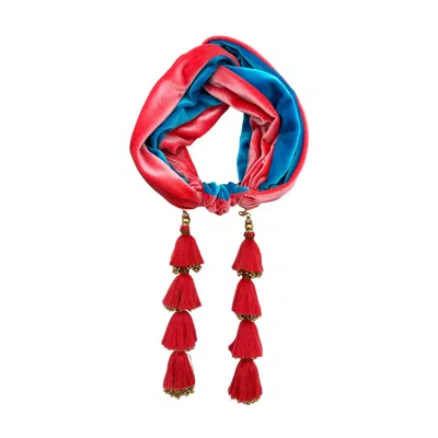 Julia Clancey Women's Flamingo Sky Blue Dorado Turban Twist In Red